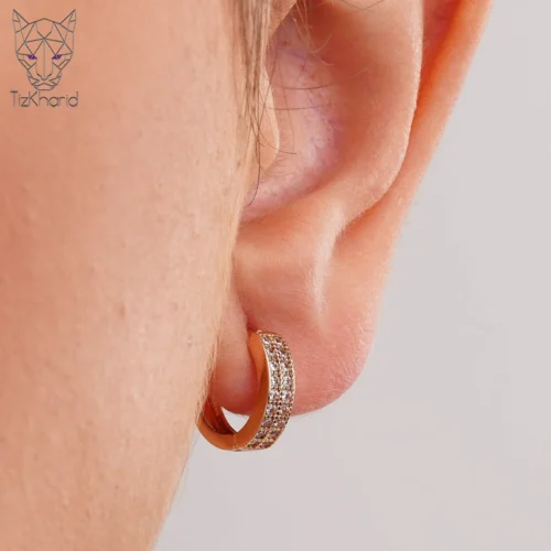گوشواره حلقه ای مینیمال دایموند ژوپینگ