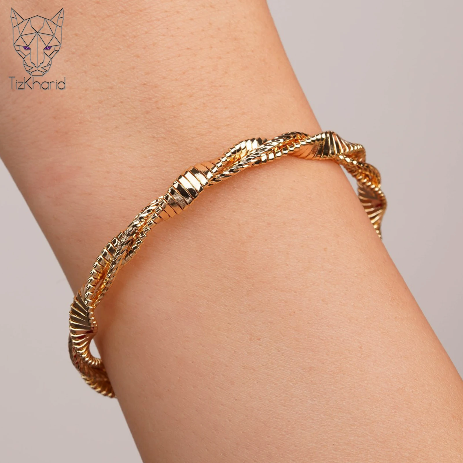 Spiral steel bangle bracelet