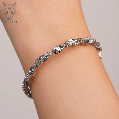 Spiral steel bangle bracelet