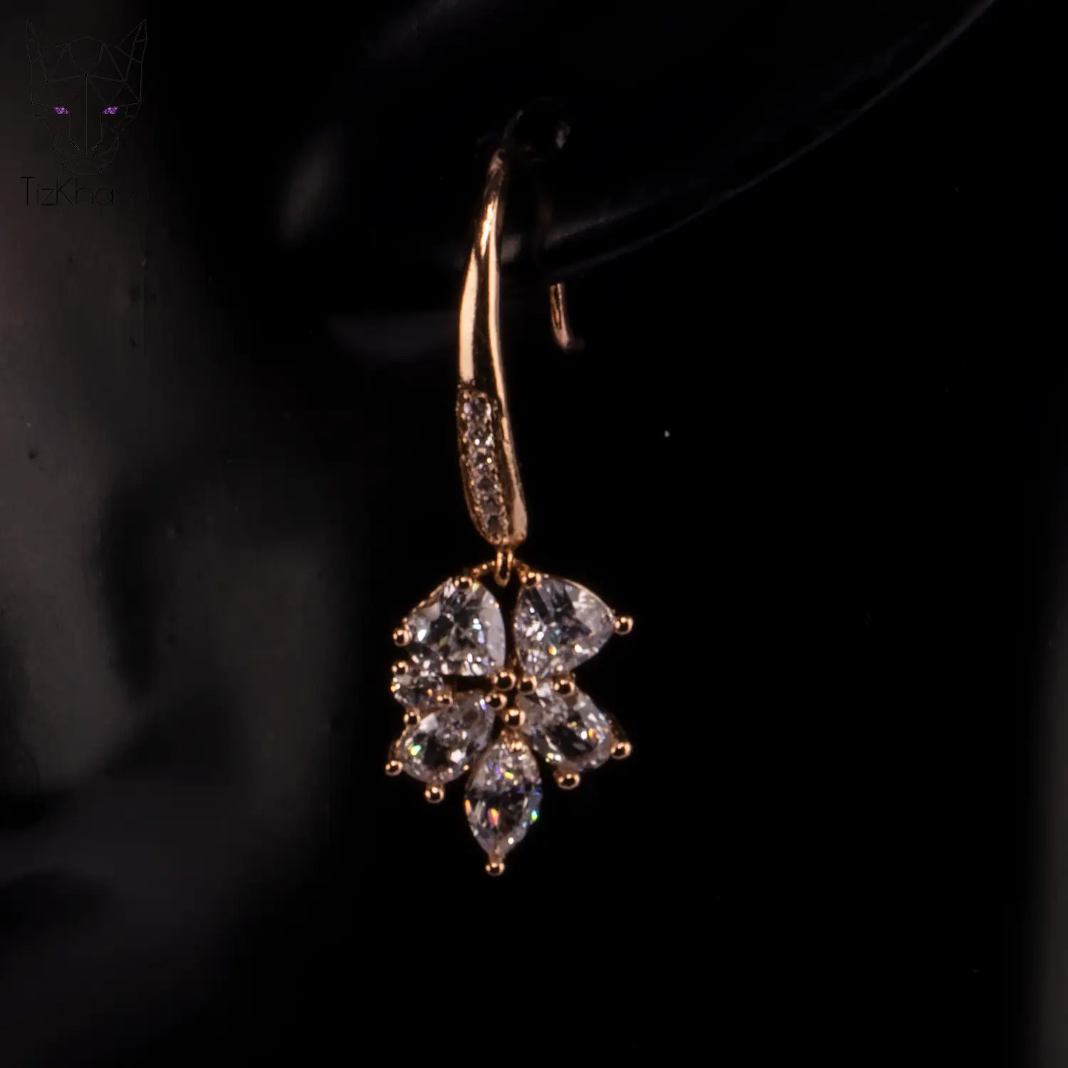 گوشواره حلقه ای خوشه الماس ژوپینگ