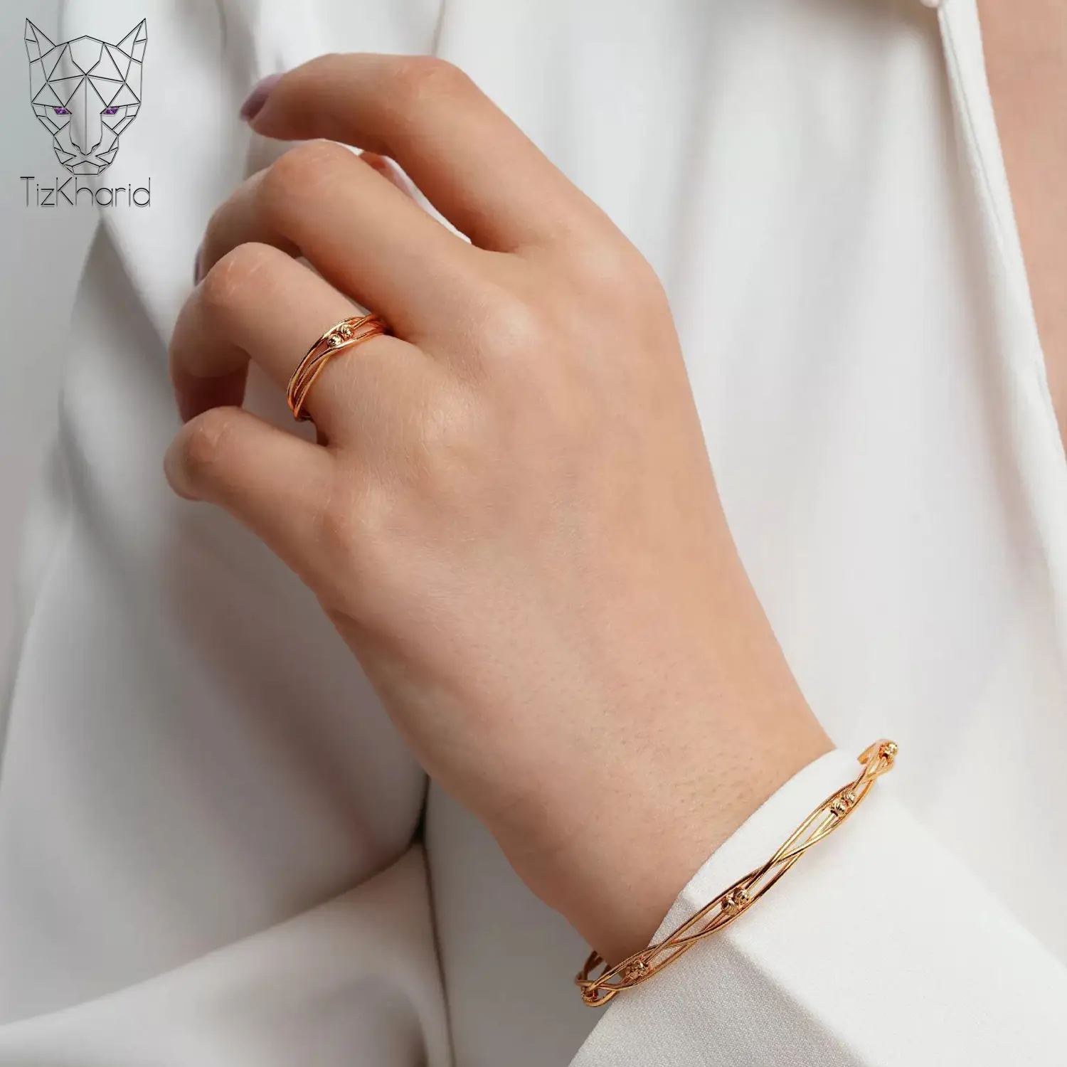 نیم ست دستبند و انگشتر پیچک طلایی YSX