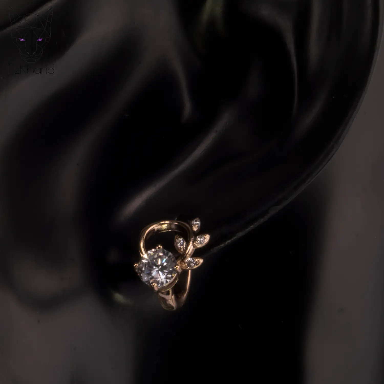 گوشواره حلقه ای جوانه الماس ژوپینگ
